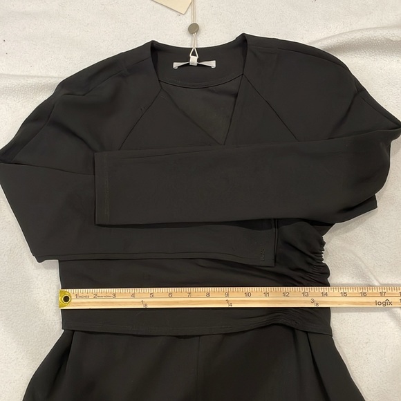 TIBI Structured Crepe V-Neck Shirred Wrap Top Black Women’s Size 8 NWT! - Picture 7 of 8